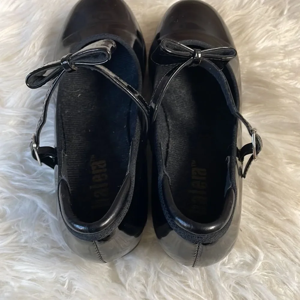 Balera Girls Black Patent Leather Tap Dance Shoes Size 4.5
